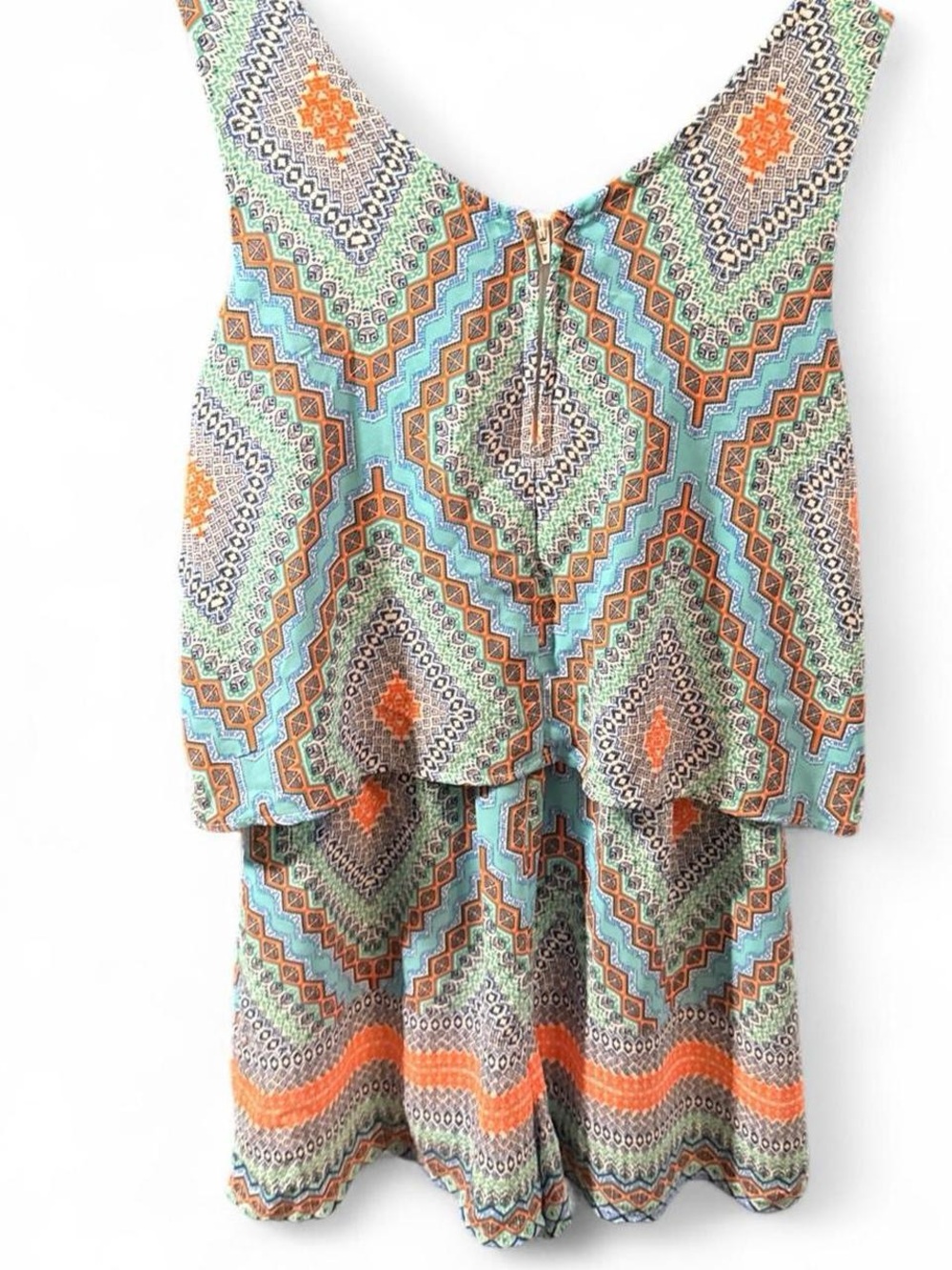 Speechless Multicolor Romper with Blue and Orange Paisley Print - Picture 3 of 3